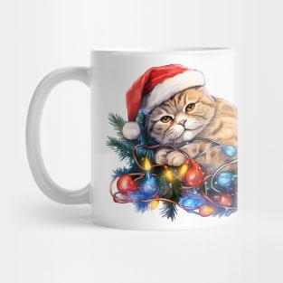 Lazy Scottish Fold Cat At Christmas Mug